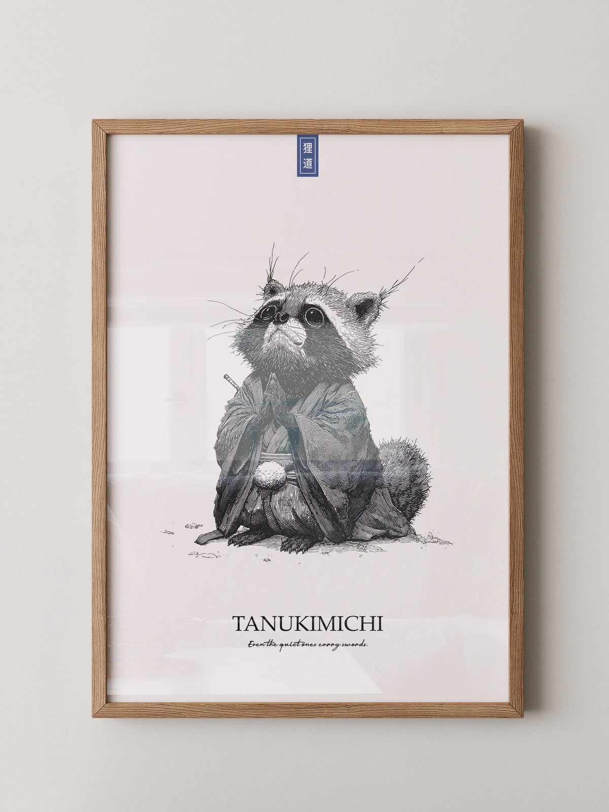 Tanuki Schwarzweiß Zeichnung