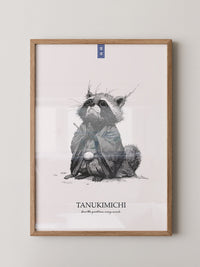 Tanuki Schwarzweiß Zeichnung