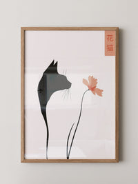 Katzen Silhouette Blume Minimalistisch