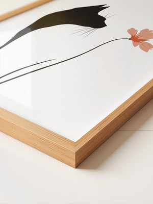 Katzen Silhouette Blume Minimalistisch