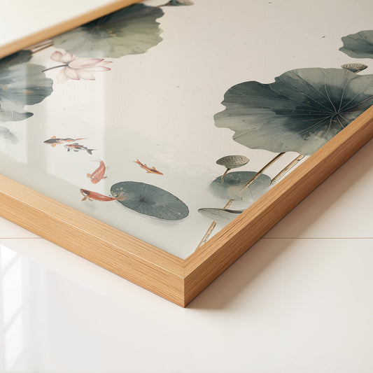 Lotusblätter Koi Minimalistisch