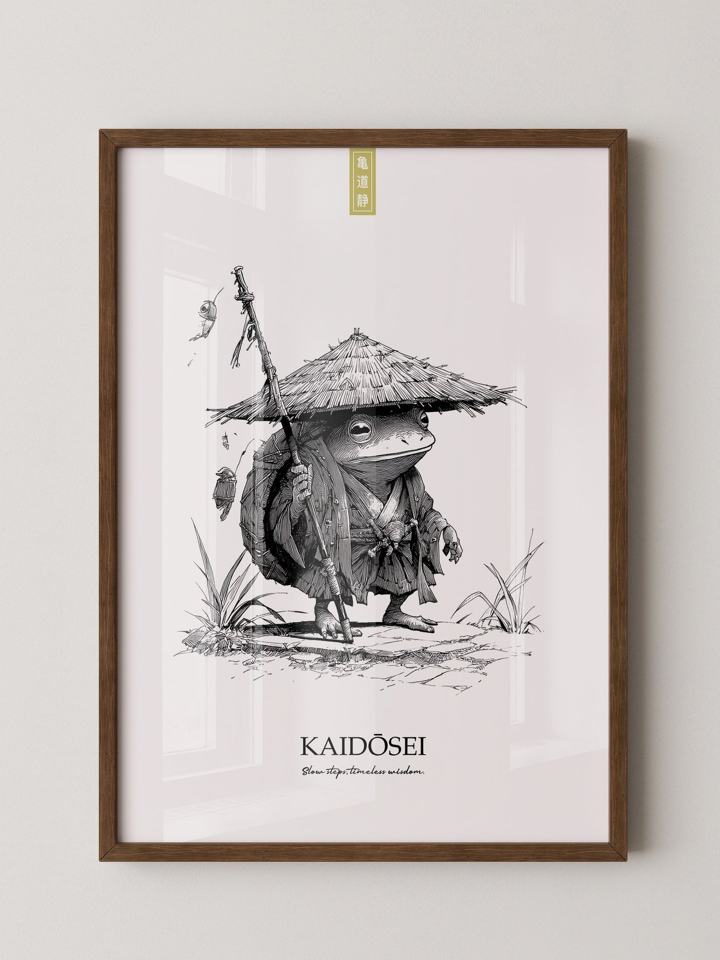 Frosch Samurai Linie Kunst
