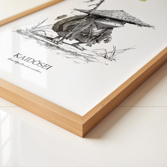 Frosch Samurai Linie Kunst