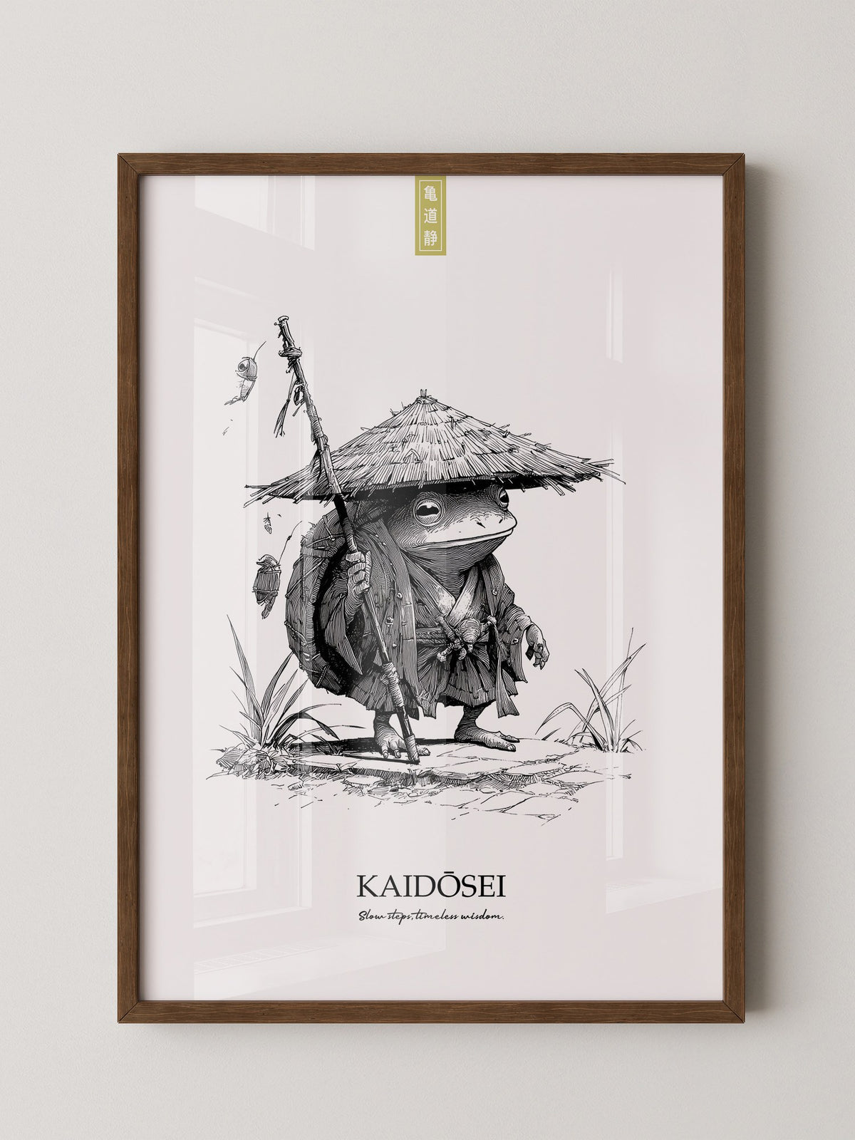 Frosch Samurai Linie Kunst