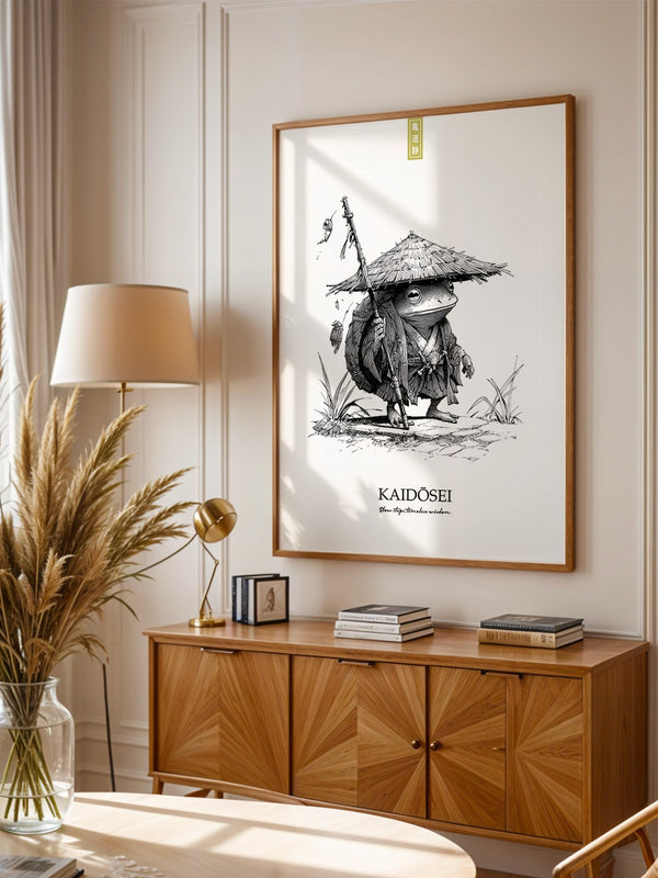 Frosch Samurai Linie Kunst
