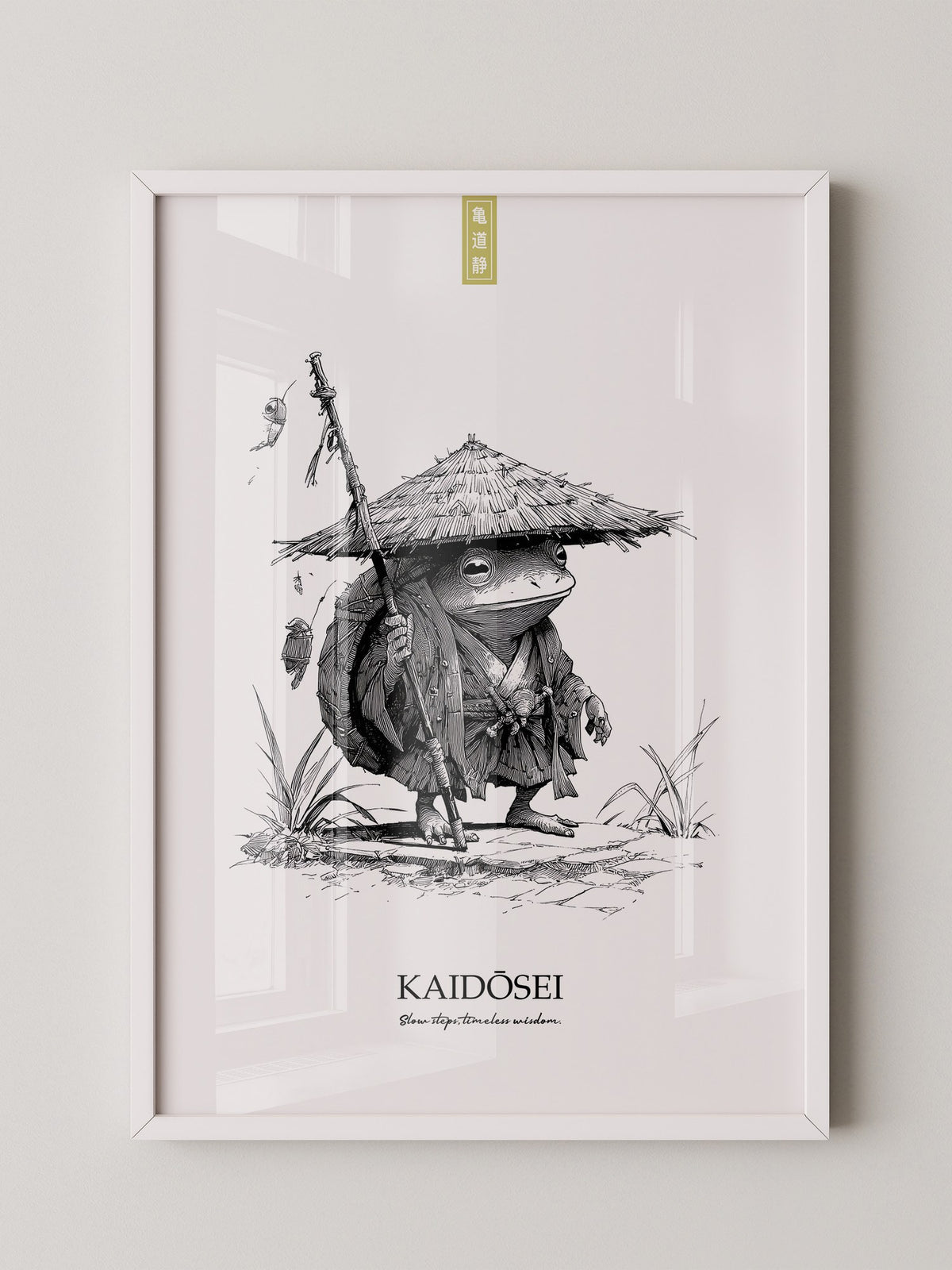 Frosch Samurai Linie Kunst