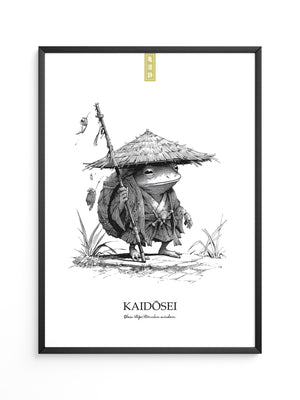 Frosch Samurai Linie Kunst