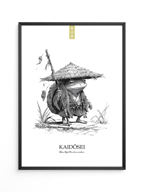 Frosch Samurai Linie Kunst