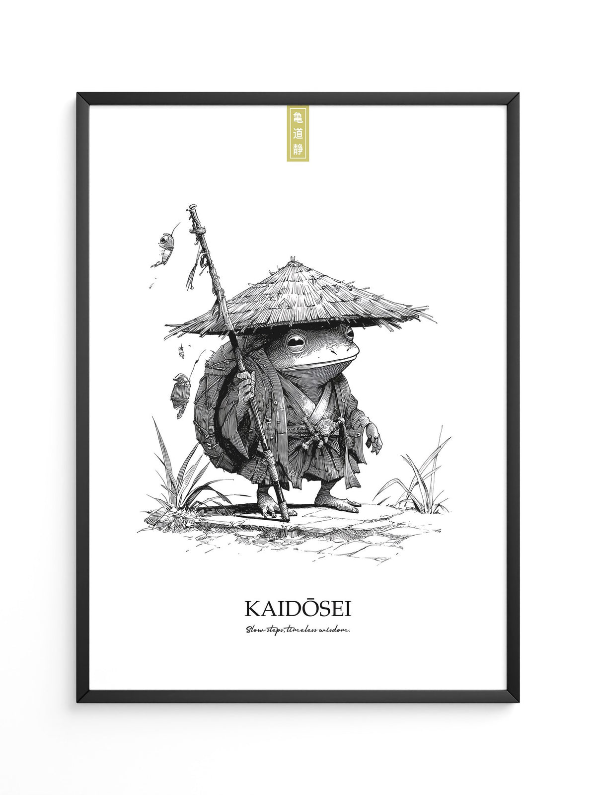 Frosch Samurai Linie Kunst