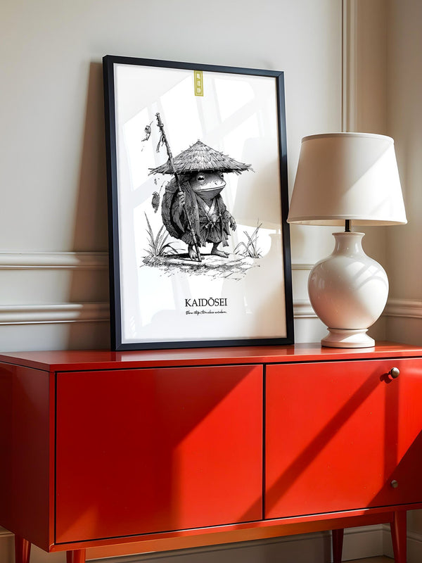 Frosch Samurai Linie Kunst