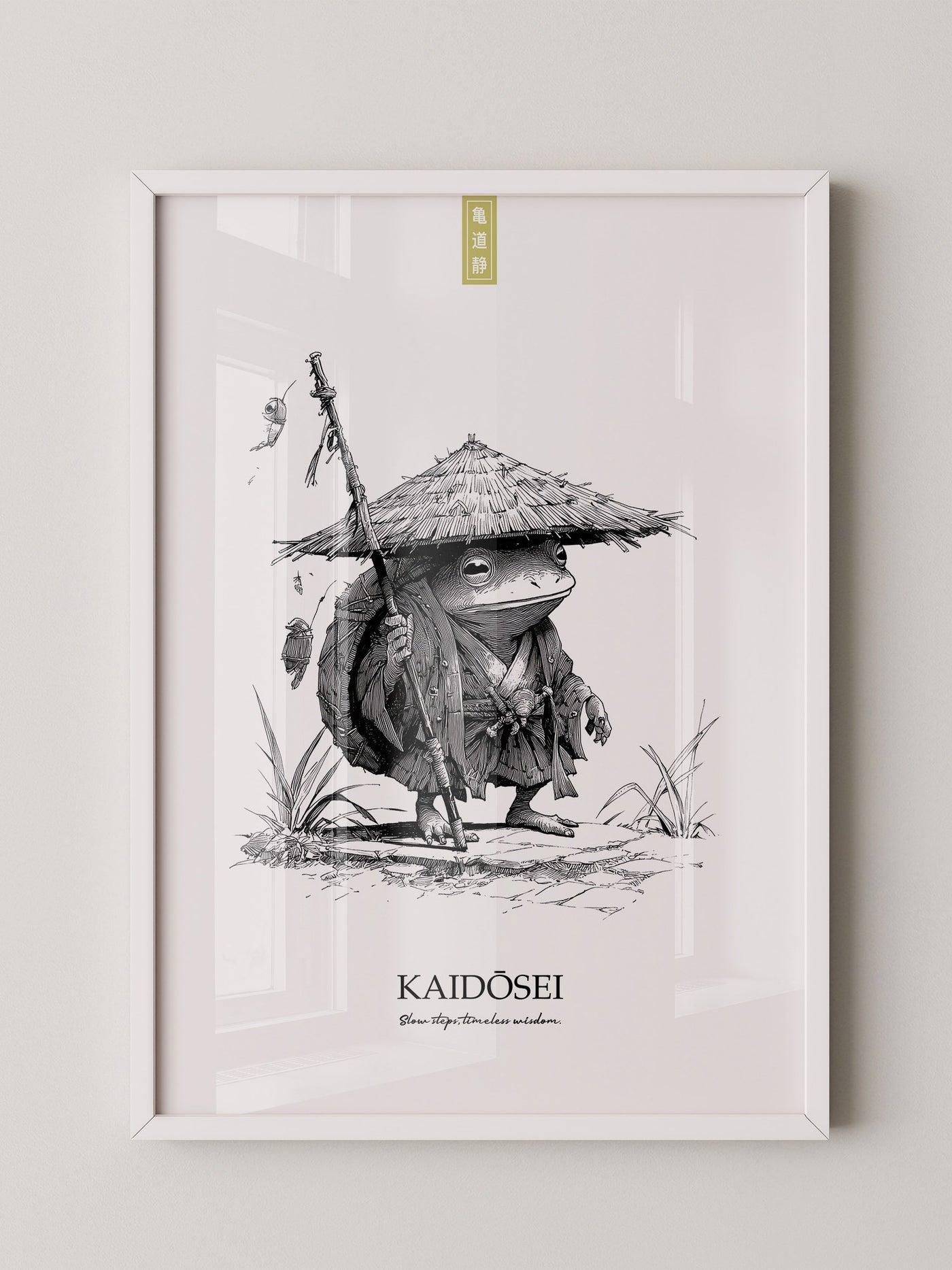 Frosch Samurai Linie Kunst