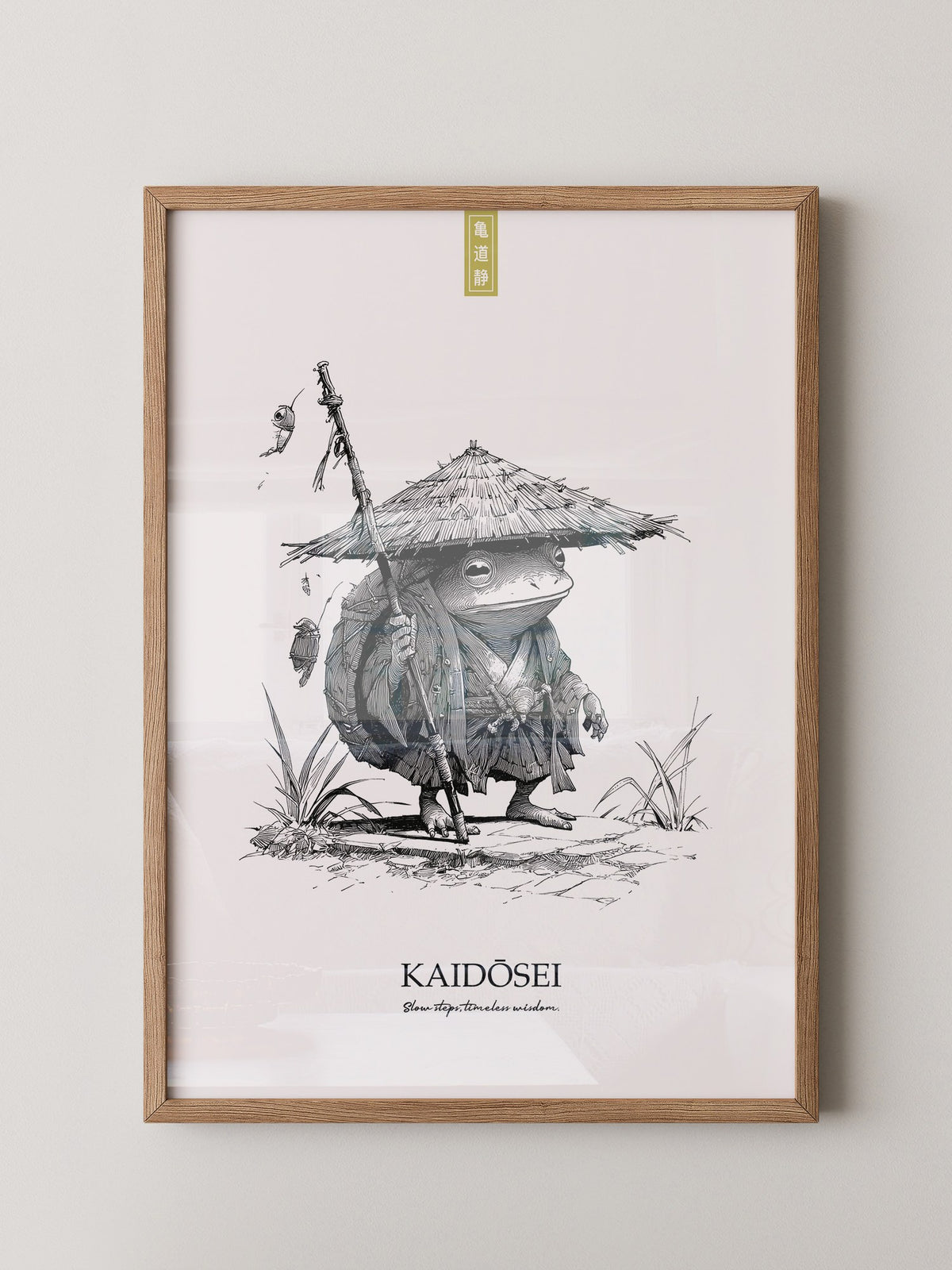 Frosch Samurai Linie Kunst