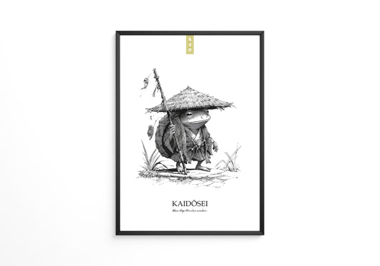Frosch Samurai Linie Kunst