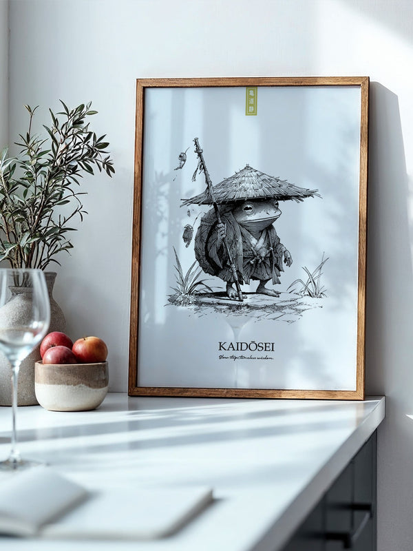 Frosch Samurai Linie Kunst