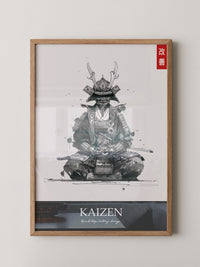 Samurai Meditation Tuschezeichnung