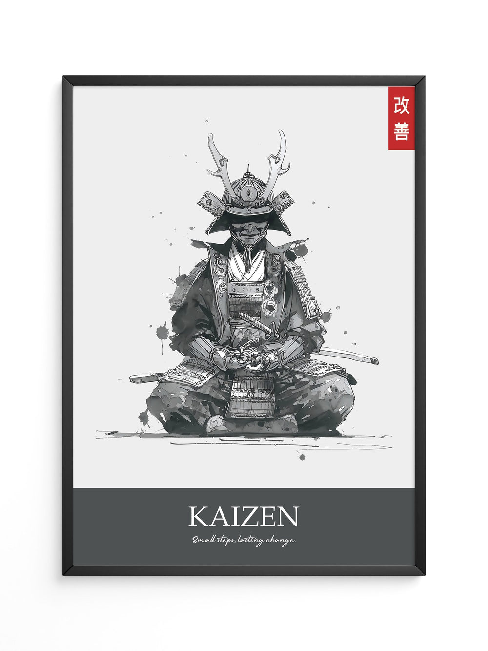 Samurai Meditation Tuschezeichnung