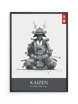 Samurai Meditation Tuschezeichnung
