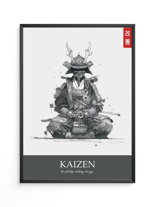 Samurai Meditation Tuschezeichnung
