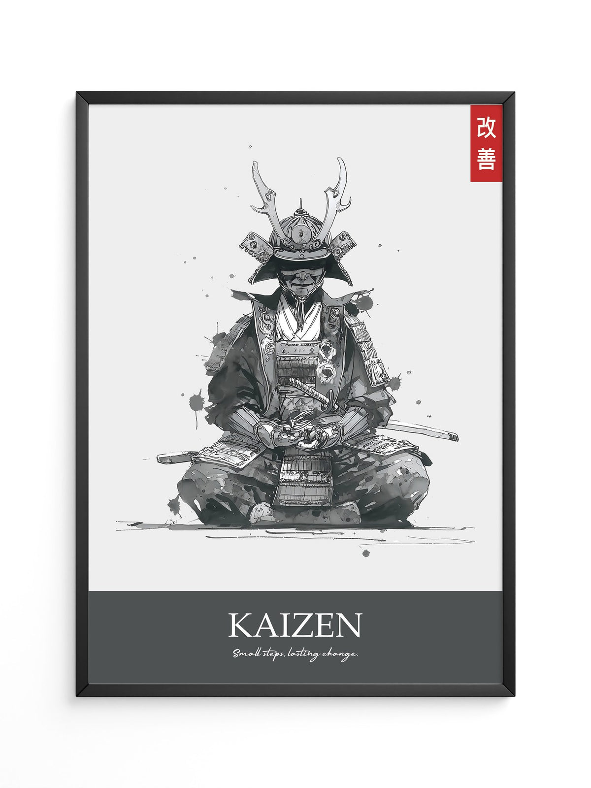 Samurai Meditation Tuschezeichnung