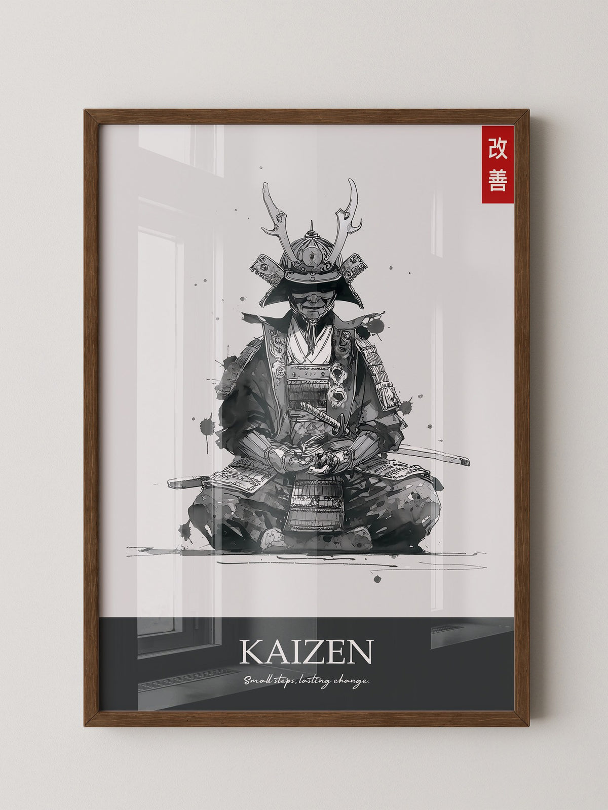Samurai Meditation Tuschezeichnung