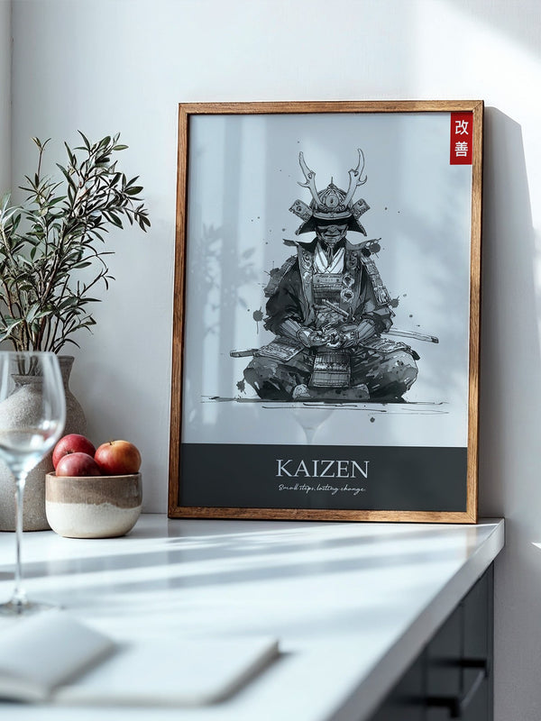 Samurai Meditation Tuschezeichnung