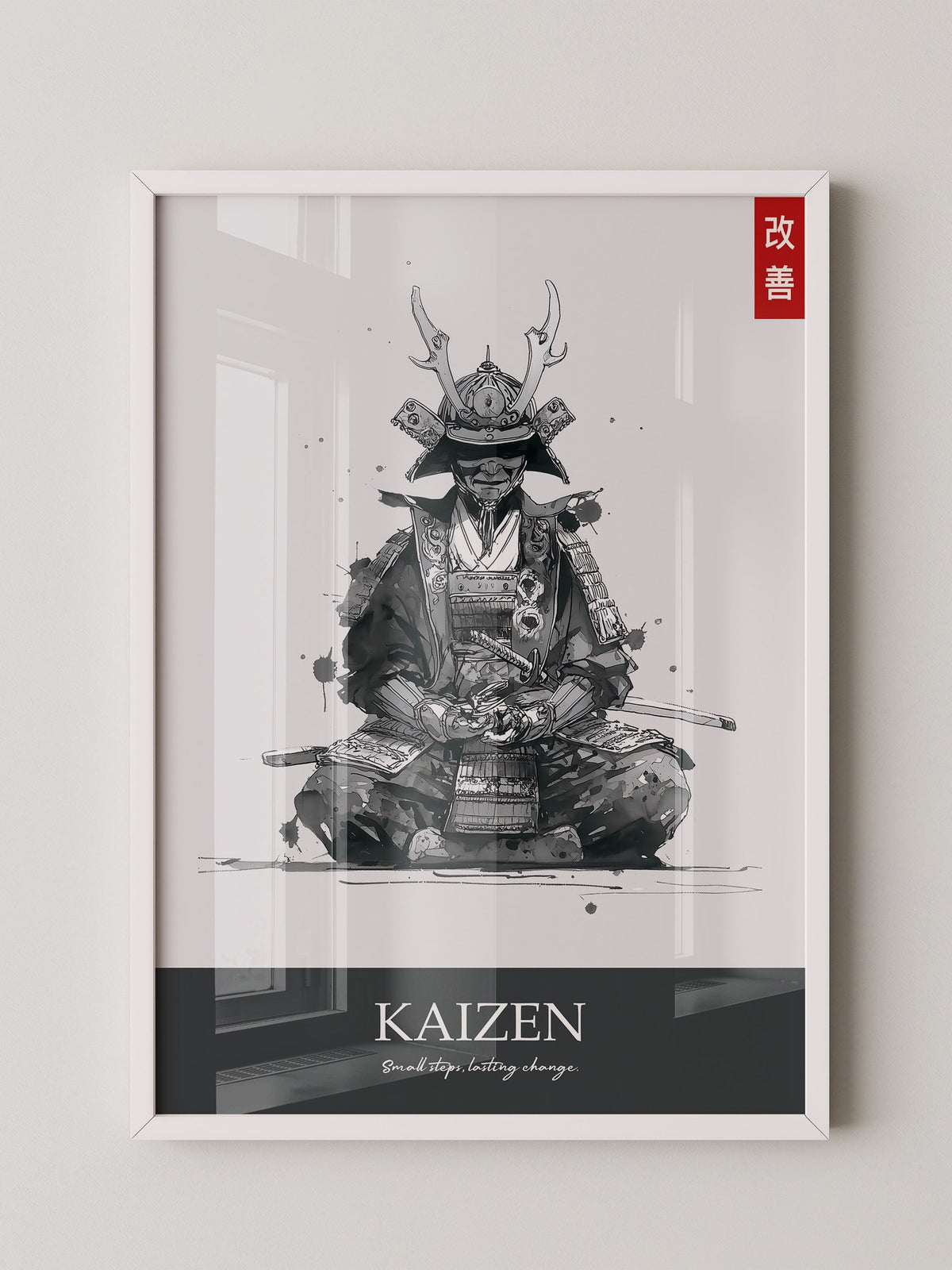 Samurai Meditation Tuschezeichnung