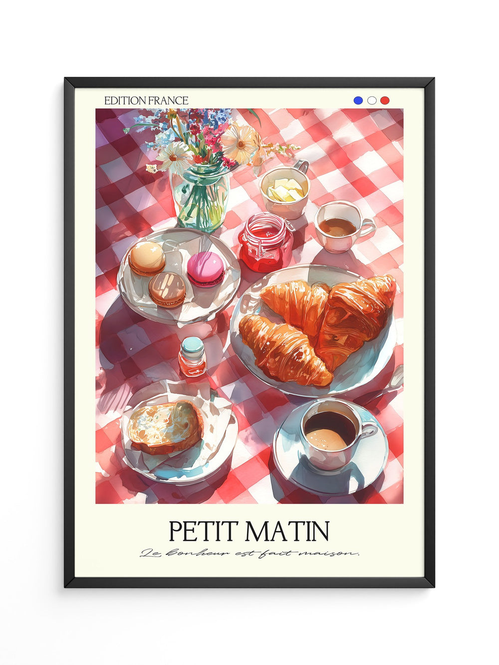 Französisches Frühstück Aquarell