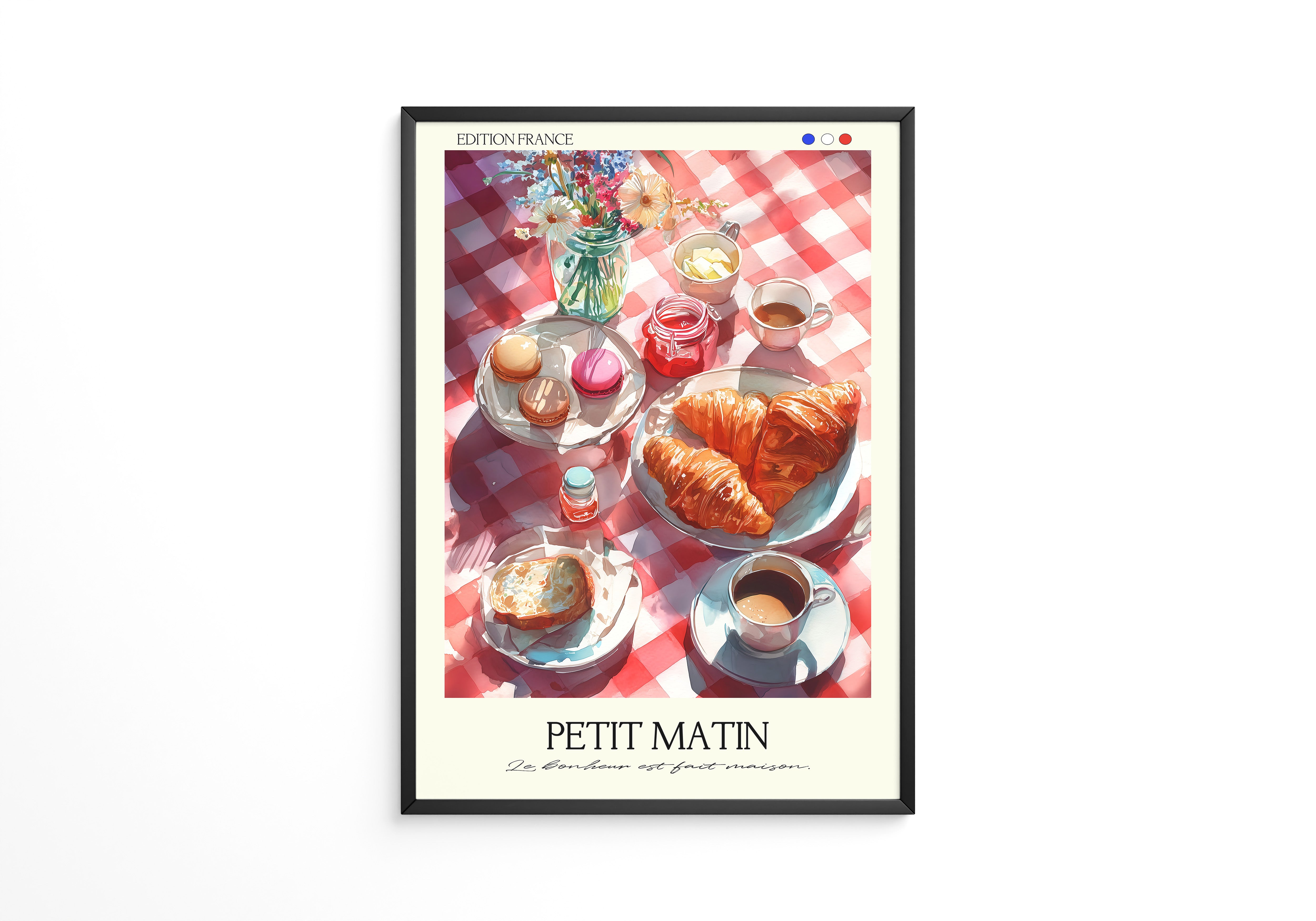 Französisches Frühstück Aquarell