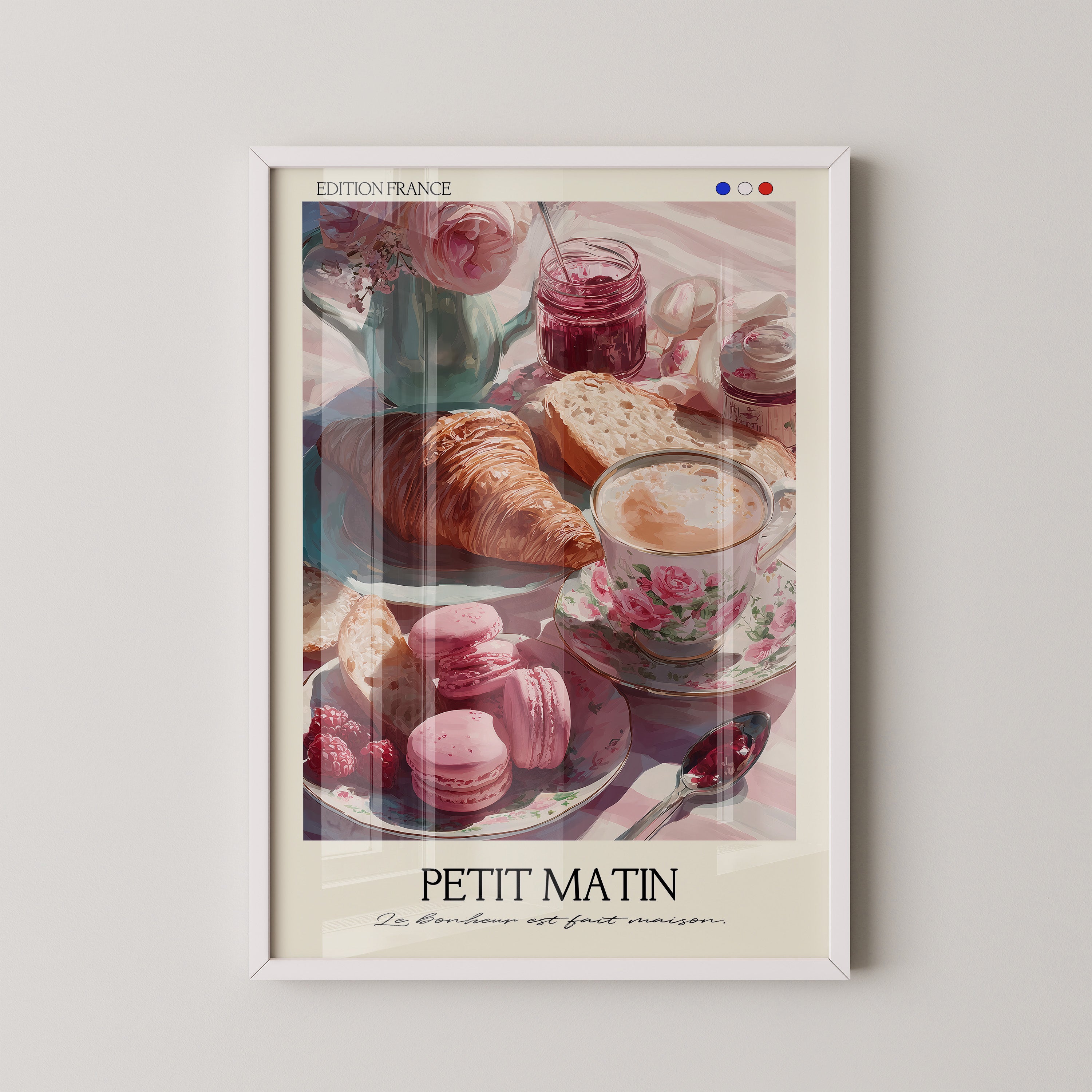 Frühstück Croissant Blumenmalerei