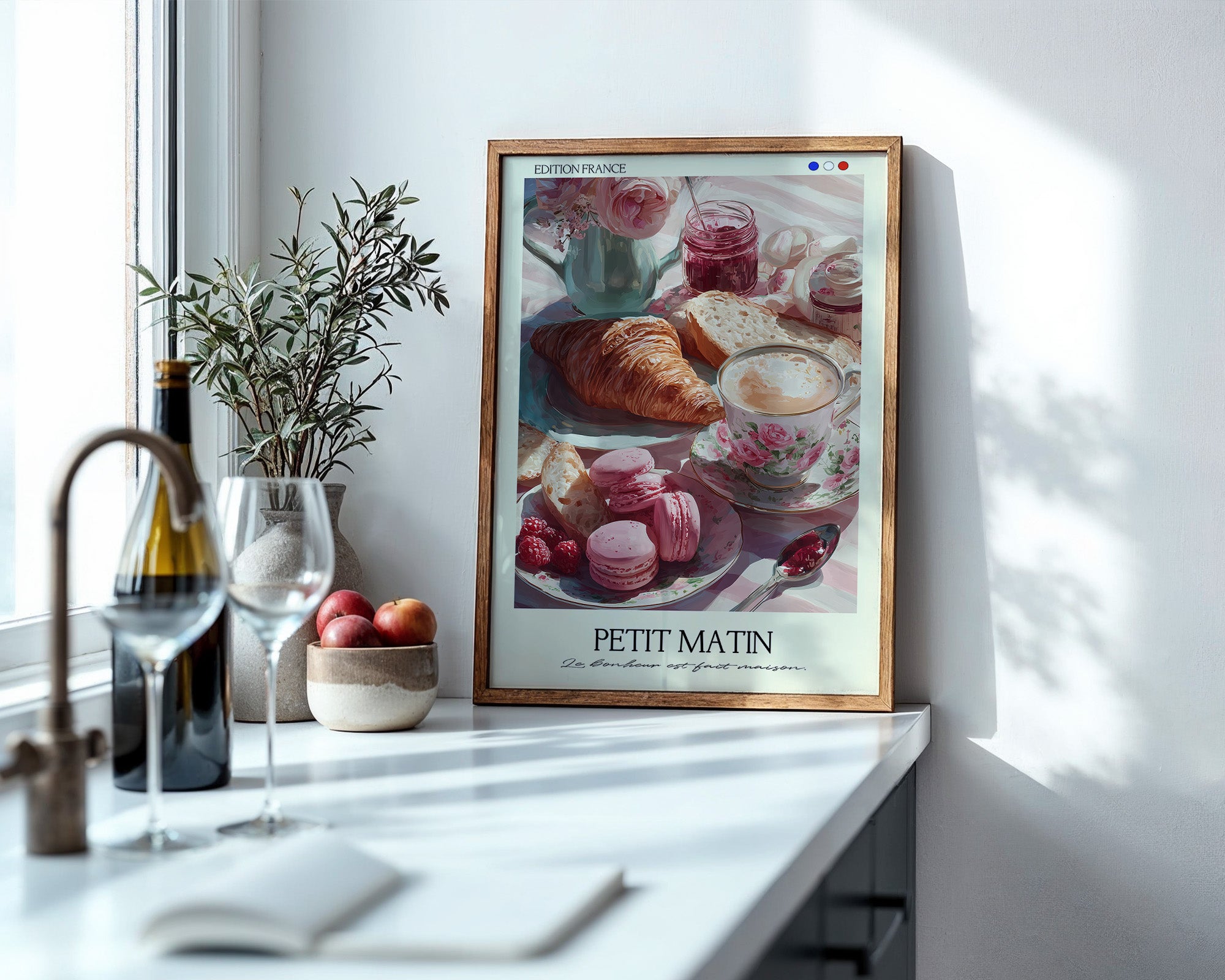 Frühstück Croissant Blumenmalerei