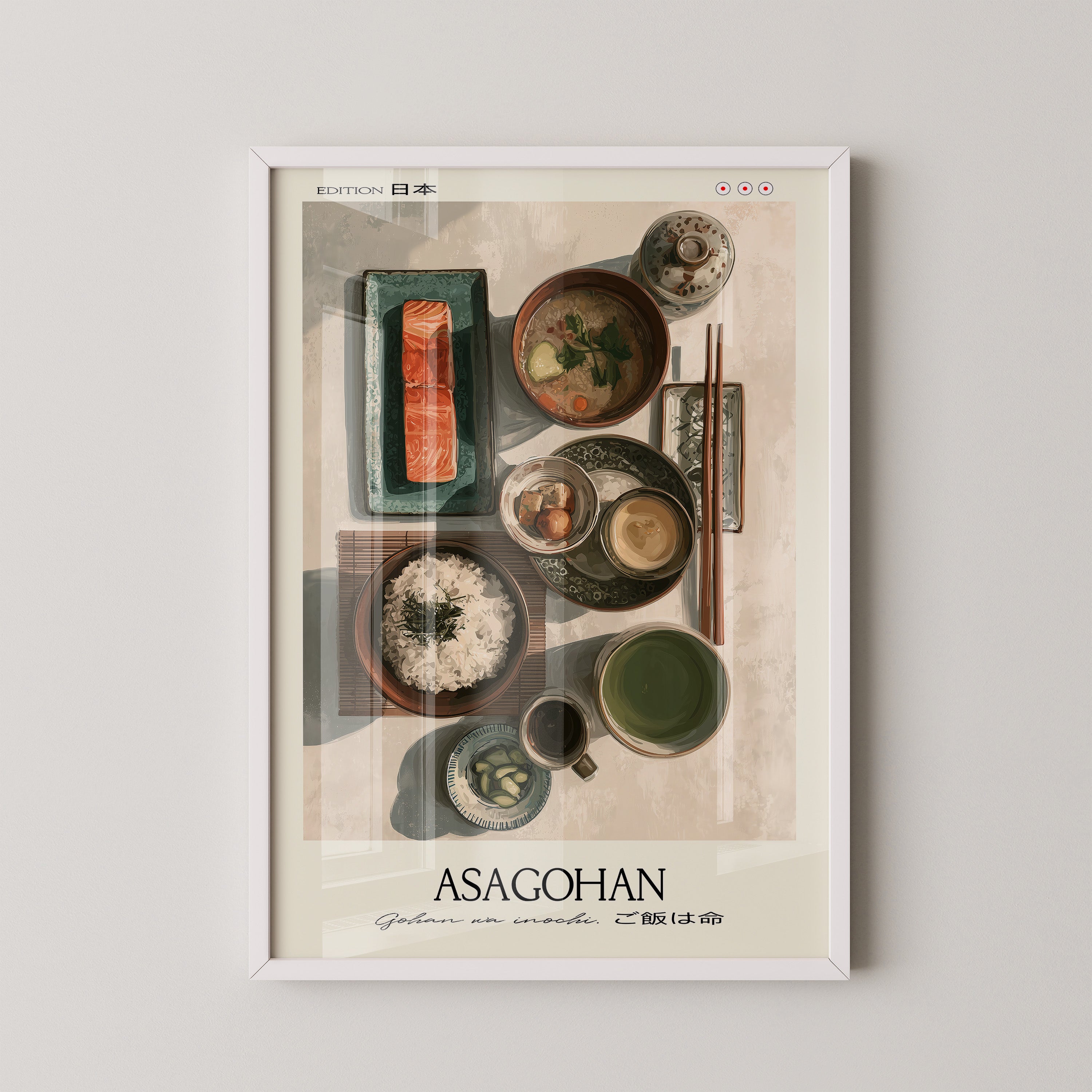 Japanisches Frühstück Vogelperspektive