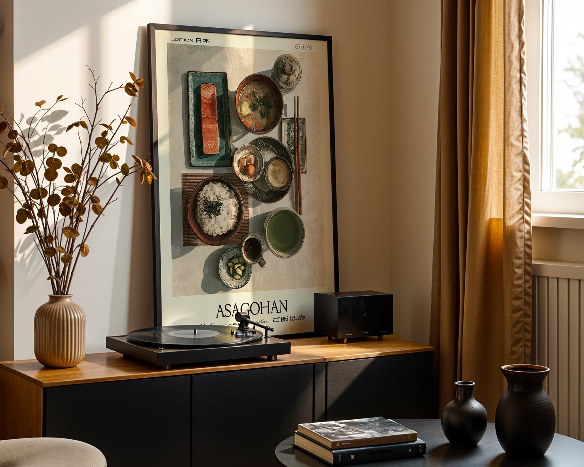 Japanisches Frühstück Vogelperspektive