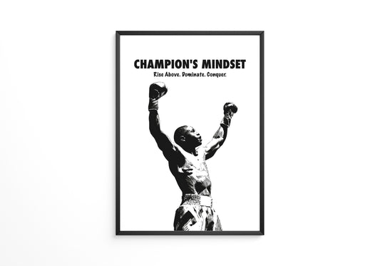 Boxer Siegerpose Schwarzweiß