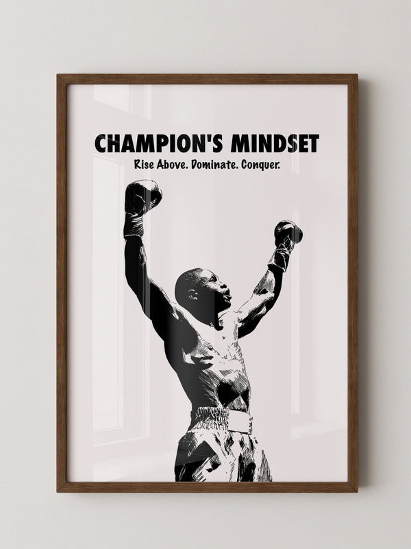 Boxer Siegerpose Schwarzweiß