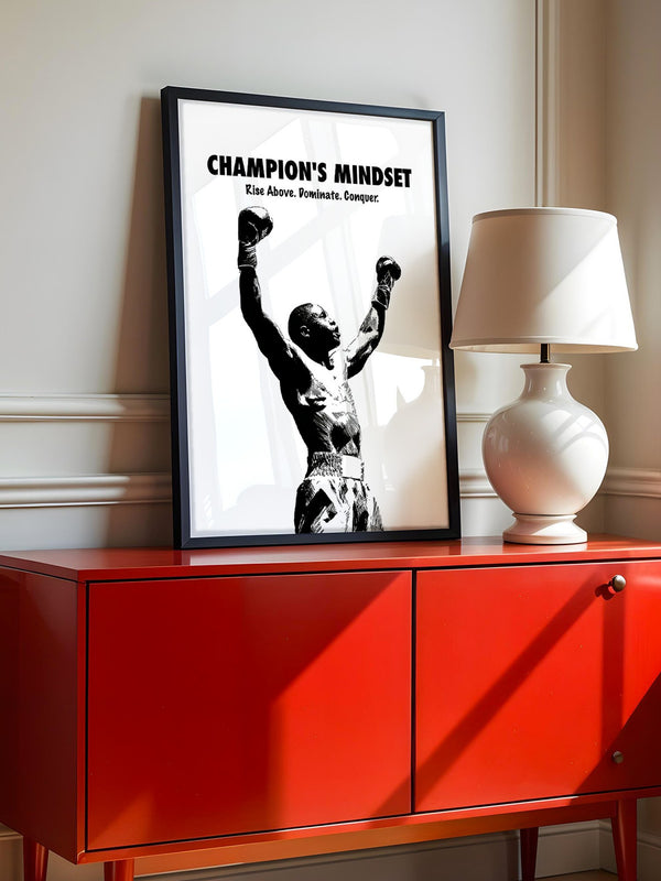 Boxer Siegerpose Schwarzweiß
