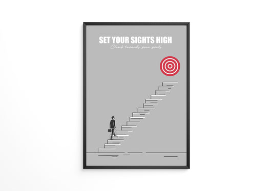 Mensch Treppe Zielscheibe rot