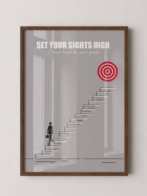 Mensch Treppe Zielscheibe rot