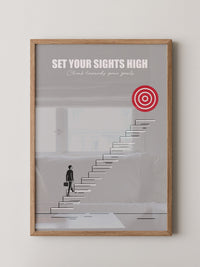 Mensch Treppe Zielscheibe rot