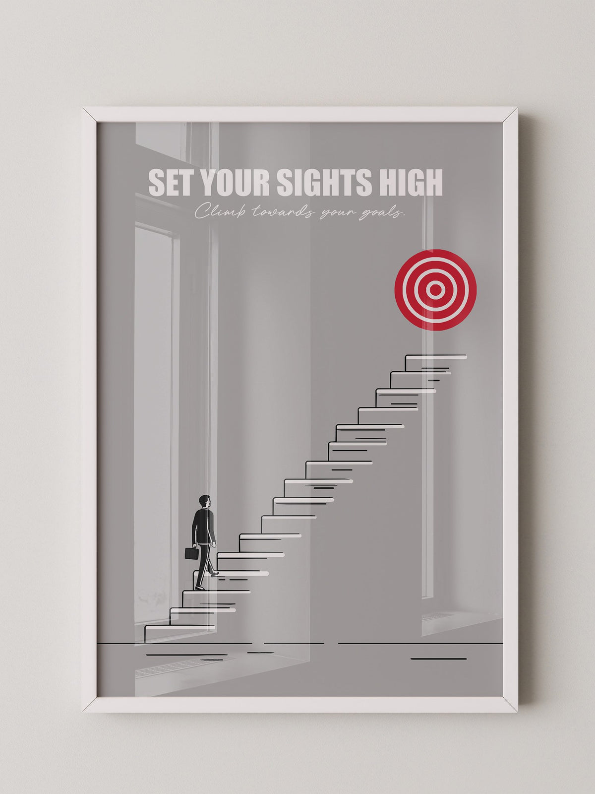 Mensch Treppe Zielscheibe rot
