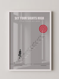 Mensch Treppe Zielscheibe rot