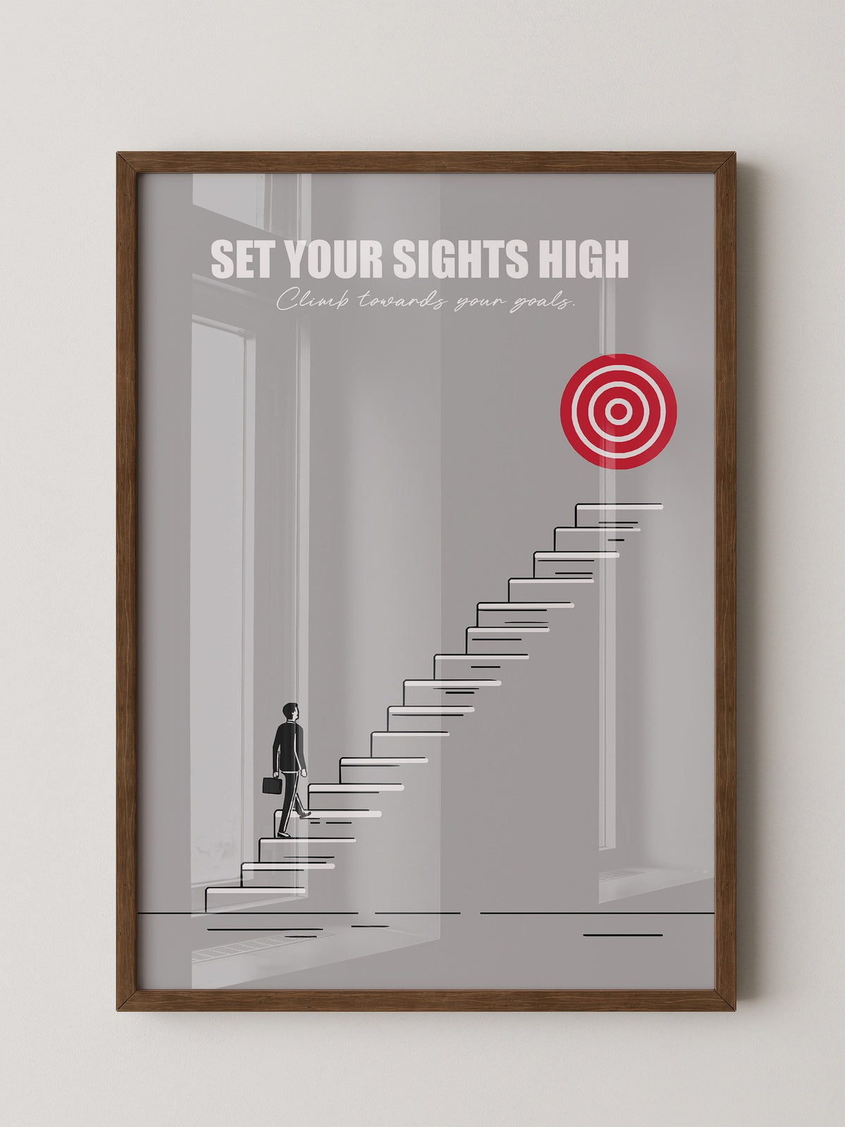 Mensch Treppe Zielscheibe rot