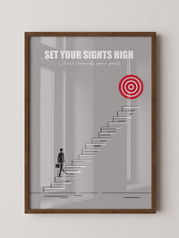 Mensch Treppe Zielscheibe rot