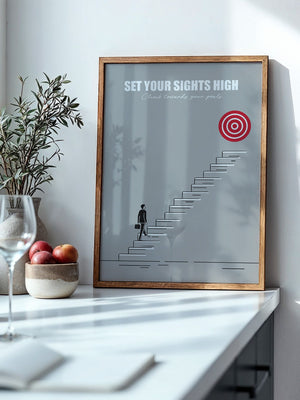 Mensch Treppe Zielscheibe rot