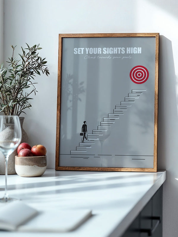 Mensch Treppe Zielscheibe rot