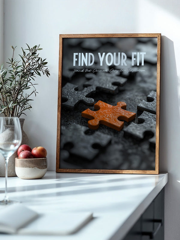 Oranges Puzzleteil Schwarz-Weiß