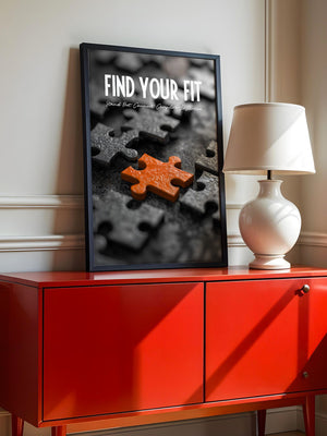 Oranges Puzzleteil Schwarz-Weiß