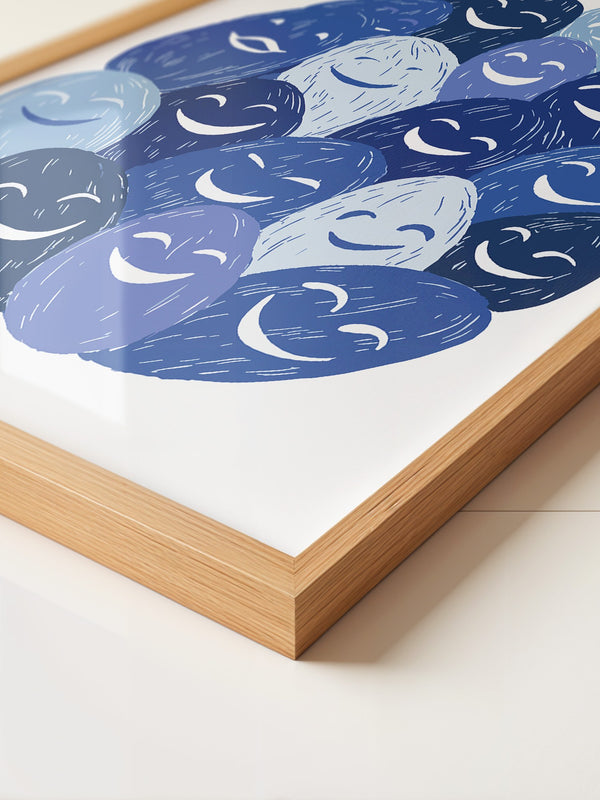 Lächelnde Gesichter Blau Töne