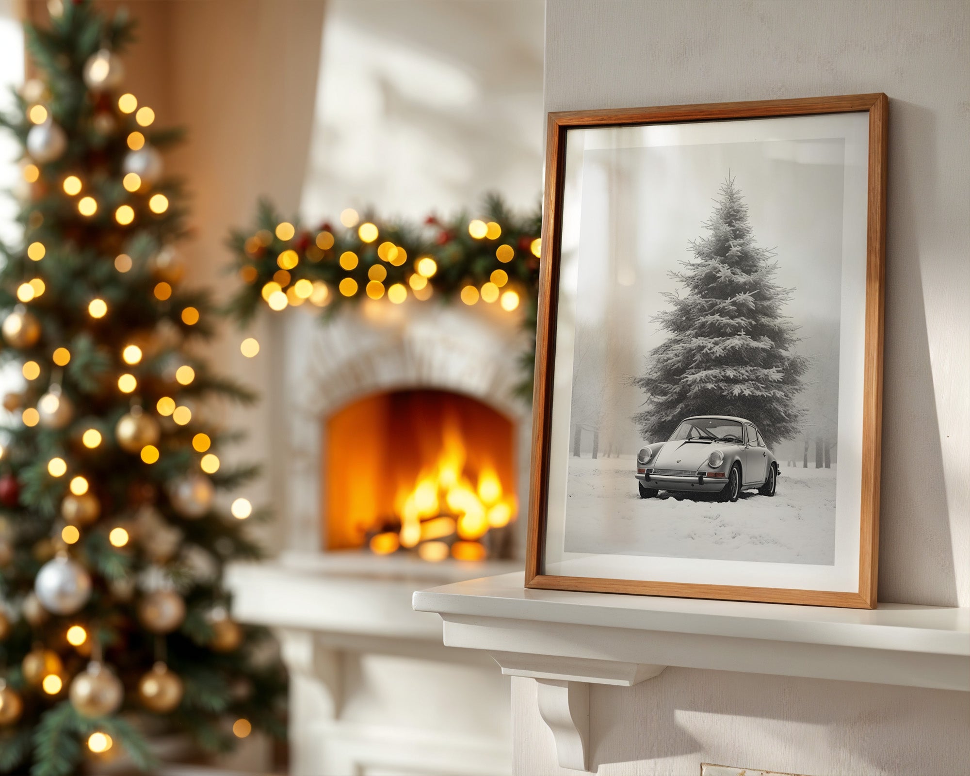 Porsche Schnee Tannenbaum Vintage