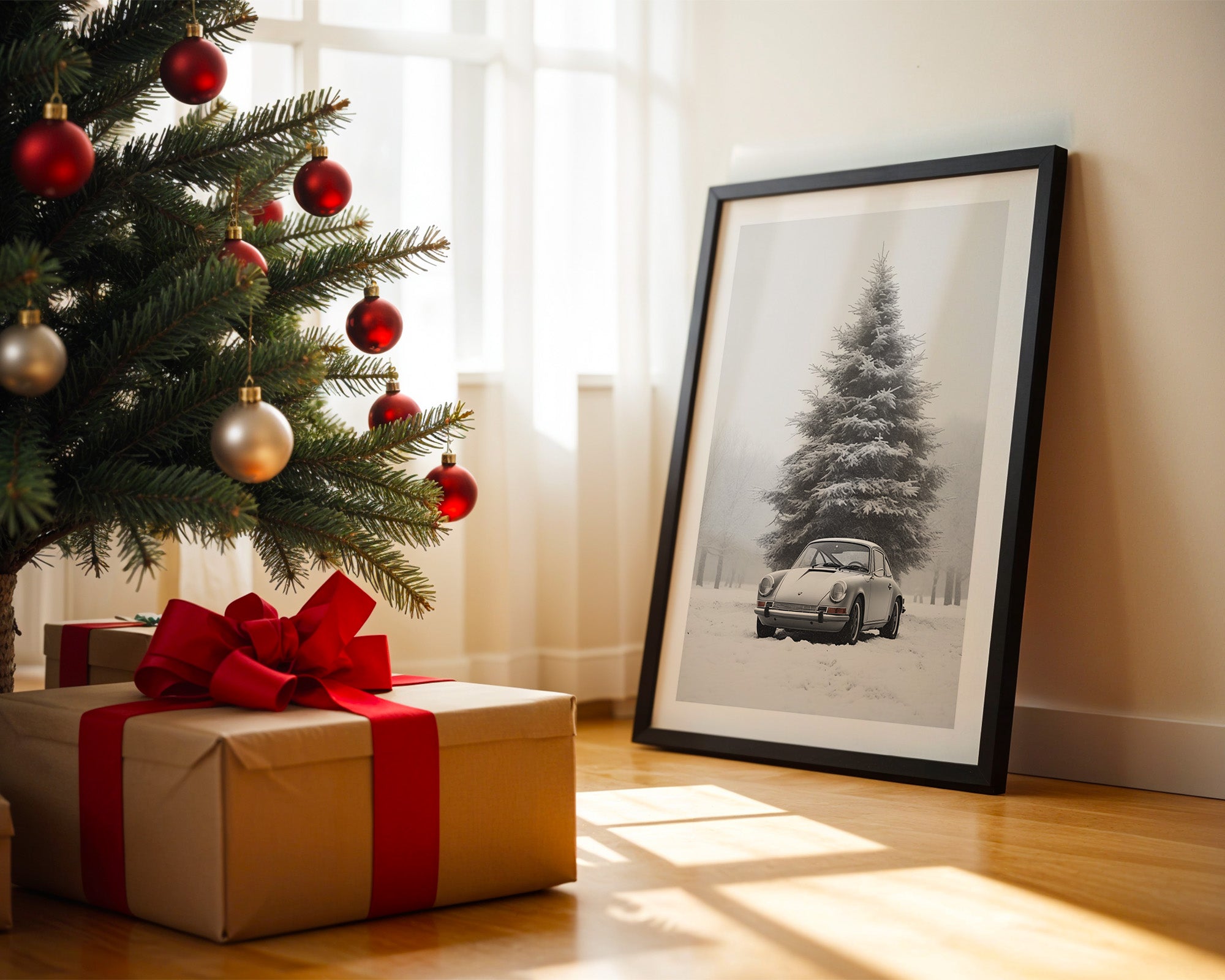 Porsche Schnee Tannenbaum Vintage
