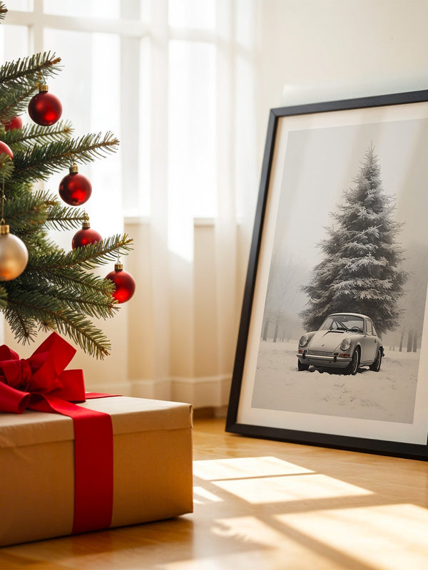 Porsche Schnee Tannenbaum Vintage